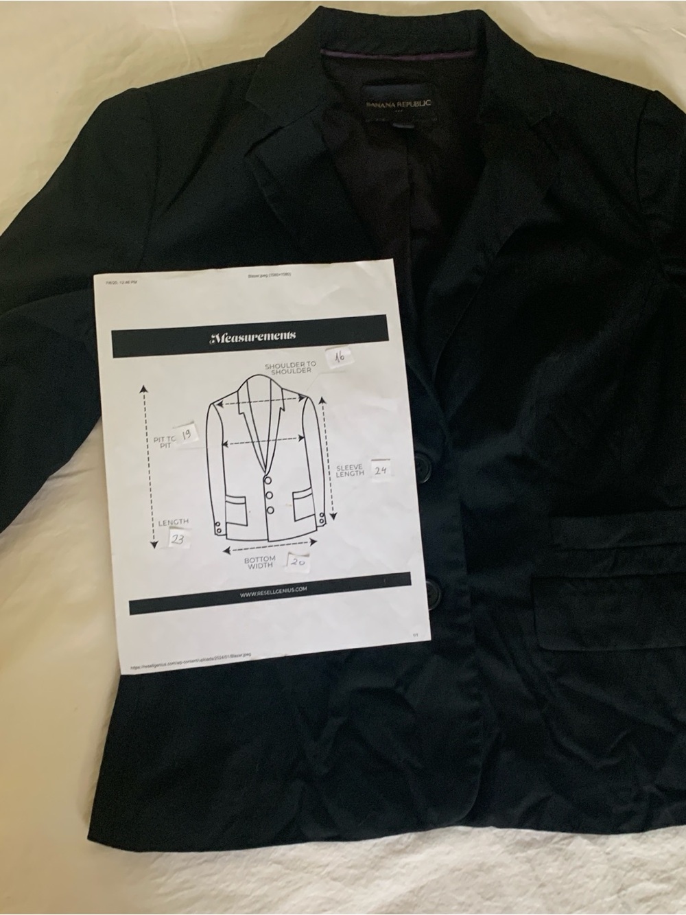 Banana Republic Black Women's Two-Button Tailored Blazer - Classic Work Jacket - Picture 7 of 8